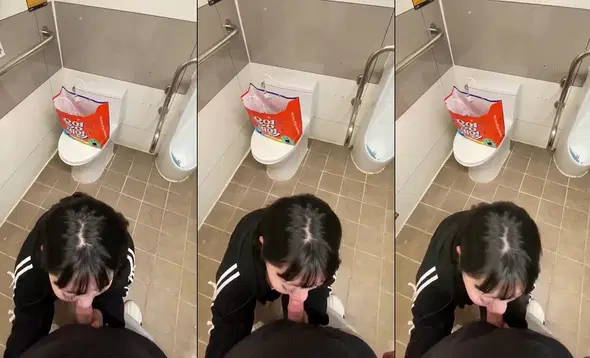 Lén lút trong nhà vệ sinh nam siêu thị em mút chùn chụt như chết đói